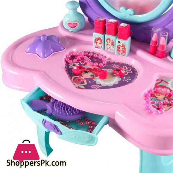 Princess Dressing Table Pretend Beauty Dress-up Kids Mirror Pretend Play Cosmetic Makeup Vanity Toy Set For Girls Play Dressing Household Toys (Color : Pink, Size : 43x24x66cm)