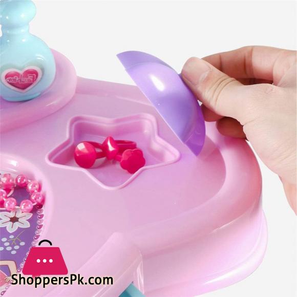 Princess Dressing Table Pretend Beauty Dress-up Kids Mirror Pretend Play Cosmetic Makeup Vanity Toy Set For Girls Play Dressing Household Toys (Color : Pink, Size : 43x24x66cm)