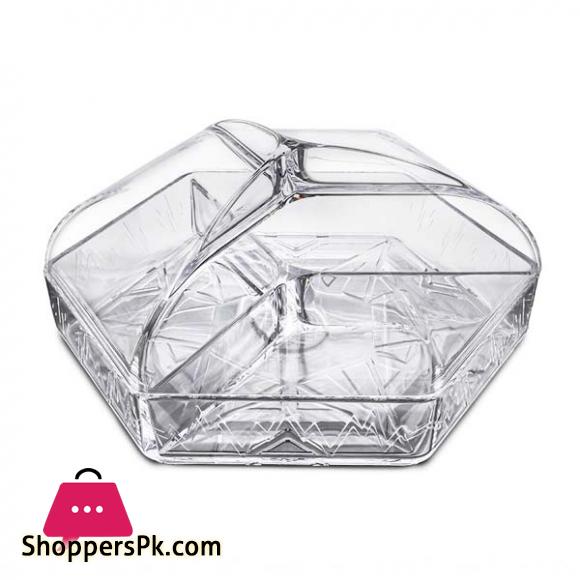 3 Section Serving Dry fruit Glass Dish
