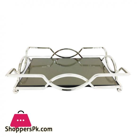 Orchid Rectangular Black Mirror Serving Tray - WB568