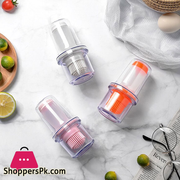BBQ Portable Silicone Oil Bottle Baking oil brush Seasoning sauce jar with Brush Grill Salad dressing Cooking Kitchen Gadget