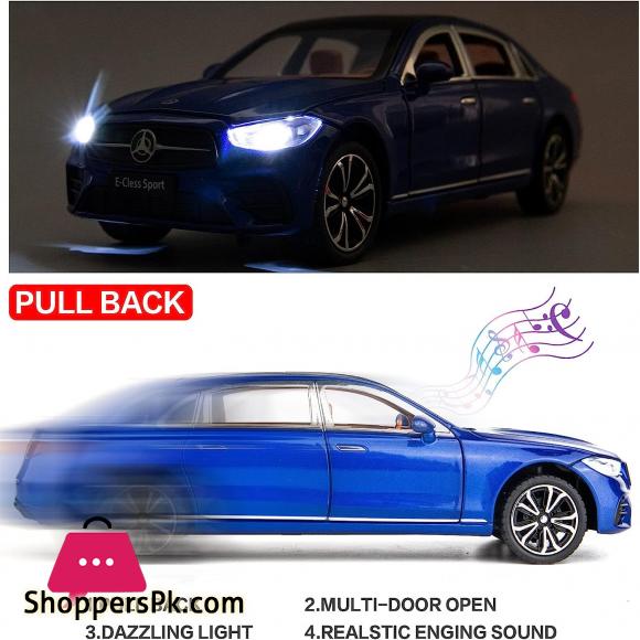 1: 24 Benz E300 Model Car,Zinc Alloy Pull Back Toy Diecast Toy Cars with Sound and Light for Kids Boy Girl Gift(Blue)
