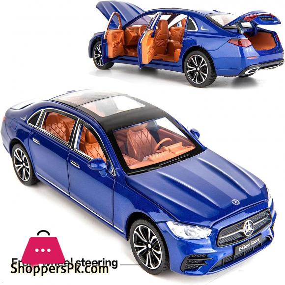 1: 24 Benz E300 Model Car,Zinc Alloy Pull Back Toy Diecast Toy Cars with Sound and Light for Kids Boy Girl Gift(Blue)
