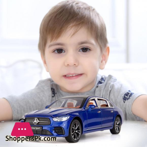 1: 24 Benz E300 Model Car,Zinc Alloy Pull Back Toy Diecast Toy Cars with Sound and Light for Kids Boy Girl Gift(Blue)