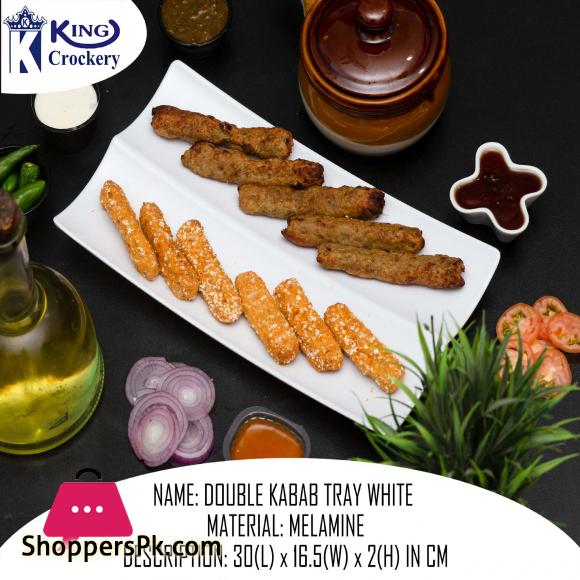 King Melamine Double Kabab Tray - Serving Tray - Melamine Material - White & Black