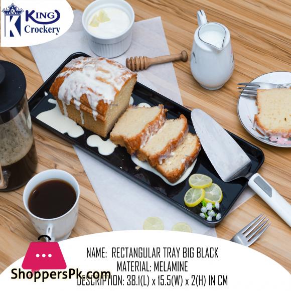 King Melamine Rectangular Tray Big Size - Melamine Material - White & Black
