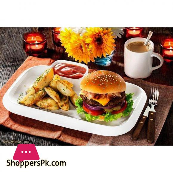 King Melamine Tikka Platter - Melamine Material - White & Black