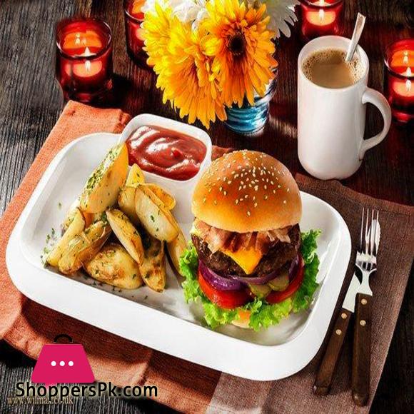 King Melamine Tikka Platter - Melamine Material - White & Black
