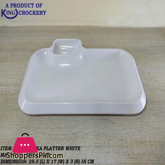 King Melamine Tikka Platter - Melamine Material - White & Black