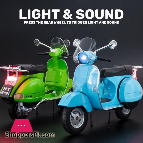 1:10 vespa Motorcycle Model Toys With Sound Light Simulation