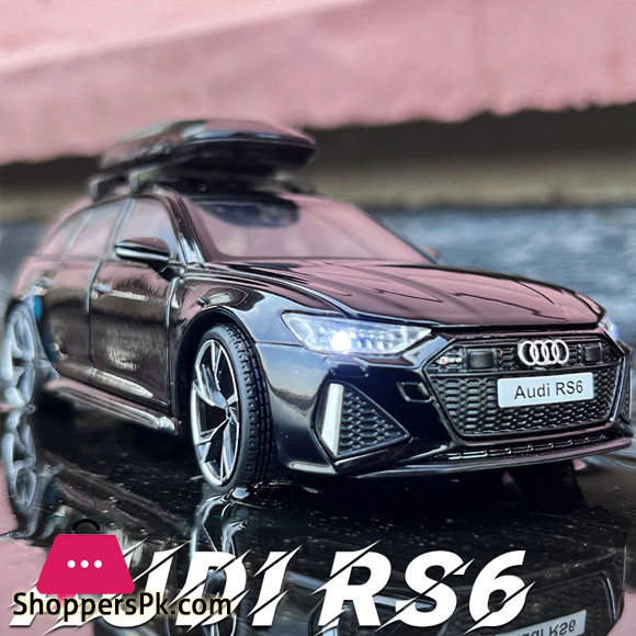 1:24 Audi RS6 Quattro Station Wagon Alloy Toy Car Model Wheel Steering Sound and Light Childrens Toy Collectibles Birthday gift