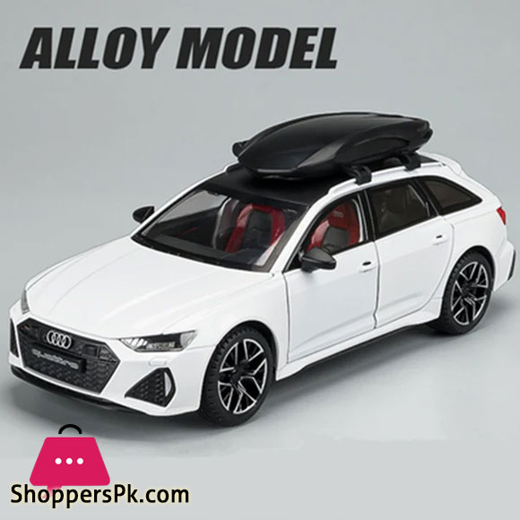 1:24 Audi RS6 Quattro Station Wagon Alloy Toy Car Model Wheel Steering Sound and Light Childrens Toy Collectibles Birthday gift