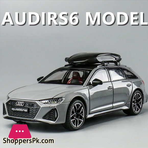1:24 Audi RS6 Quattro Station Wagon Alloy Toy Car Model Wheel Steering Sound and Light Childrens Toy Collectibles Birthday gift