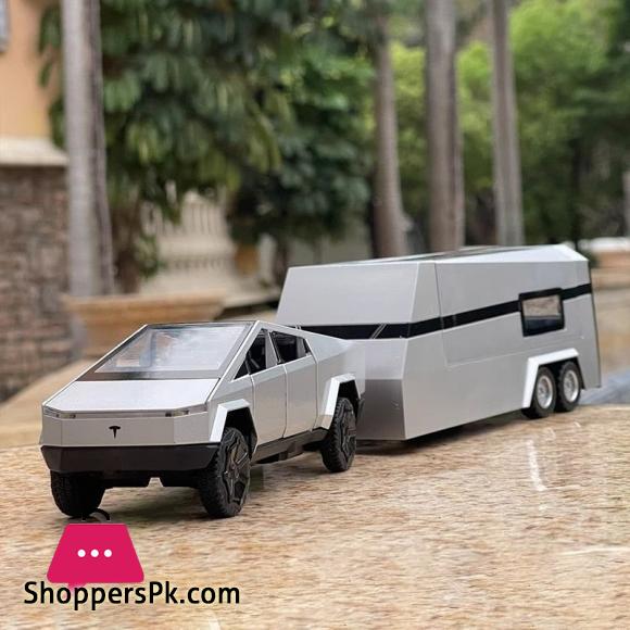 1:32 Teslas Cybertruck Trailer Car MPV VAN Alloy Diecasts Toy Vehicles Metal Toy Car Model Sound and light