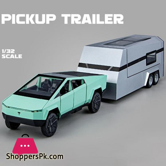 1:32 Teslas Cybertruck Trailer Car MPV VAN Alloy Diecasts Toy Vehicles Metal Toy Car Model Sound and light