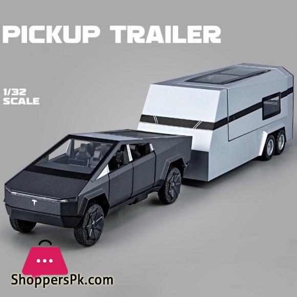 1:32 Teslas Cybertruck Trailer Car MPV VAN Alloy Diecasts Toy Vehicles Metal Toy Car Model Sound and light