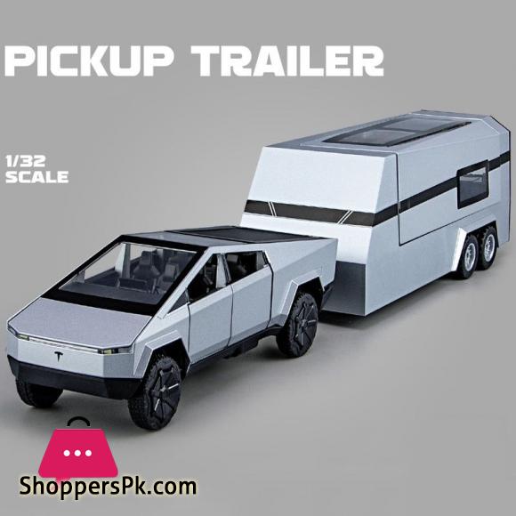 1:32 Teslas Cybertruck Trailer Car MPV VAN Alloy Diecasts Toy Vehicles Metal Toy Car Model Sound and light