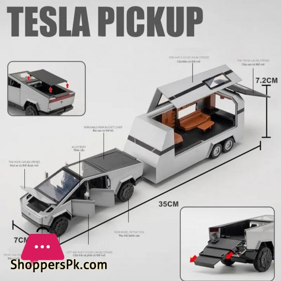 1:32 Teslas Cybertruck Trailer Car MPV VAN Alloy Diecasts Toy Vehicles Metal Toy Car Model Sound and light