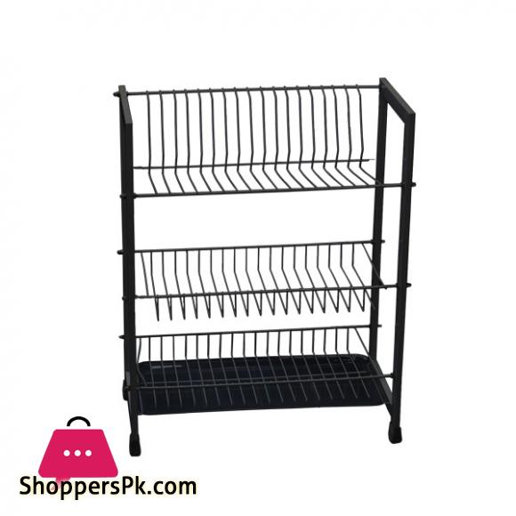 3 Layer Dish Drainer Plate Rack Black Mate - ESS9905