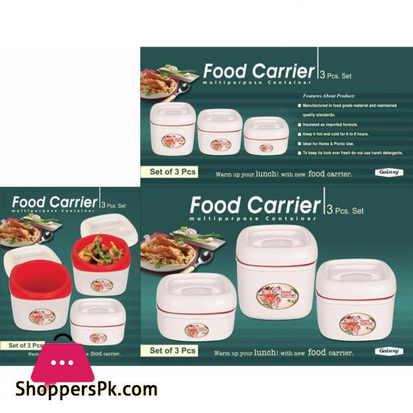 3 Pcs Galaxy Food Carrier Hot Pot Set - 3 PIECE ROTI HOT POT