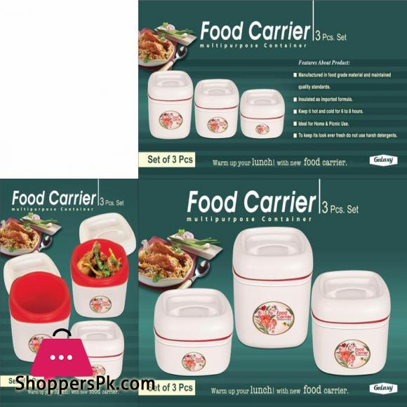 3 Pcs Galaxy Food Carrier Hot Pot Set - 3 PIECE ROTI HOT POT