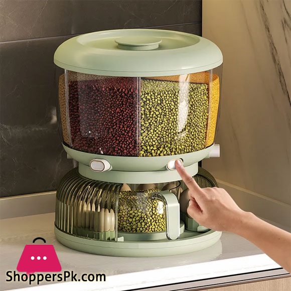 High Quality 360 Rotating Dispenser For Kitchen Rice Dispenser Dry Food Dispenser 6 Grid Grain Storage Container Egg Organizer Grain Food Storage Box