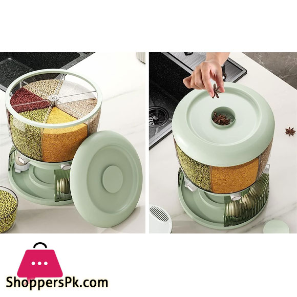 High Quality 360 Rotating Dispenser For Kitchen Rice Dispenser Dry Food Dispenser 6 Grid Grain Storage Container Egg Organizer Grain Food Storage Box