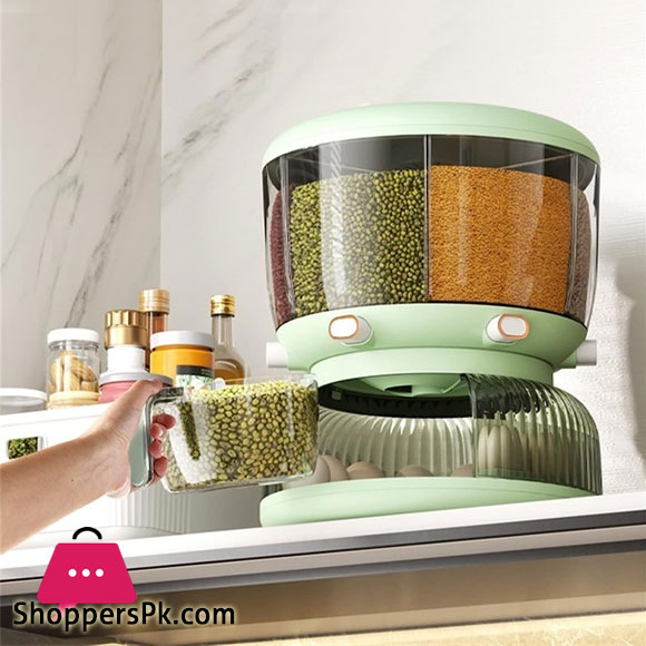 High Quality 360 Rotating Dispenser For Kitchen Rice Dispenser Dry Food Dispenser 6 Grid Grain Storage Container Egg Organizer Grain Food Storage Box