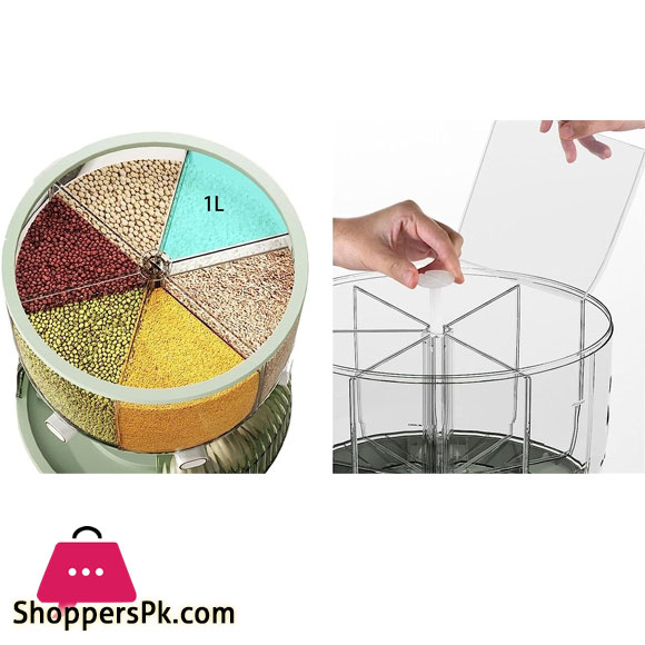 High Quality 360 Rotating Dispenser For Kitchen Rice Dispenser Dry Food Dispenser 6 Grid Grain Storage Container Egg Organizer Grain Food Storage Box