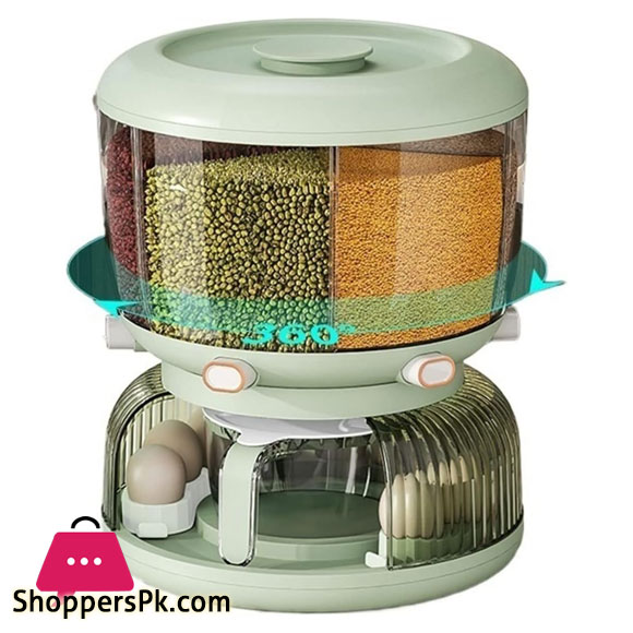 High Quality 360 Rotating Dispenser For Kitchen Rice Dispenser Dry Food Dispenser 6 Grid Grain Storage Container Egg Organizer Grain Food Storage Box