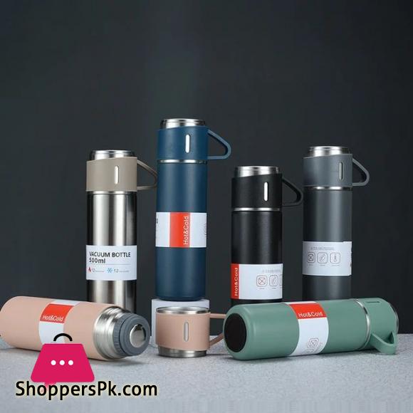 500Ml Hot And Cold Double Wall Stainless Steel Insulated Sport Vacuum Flask Tea Gift Box Set With Two Cups
