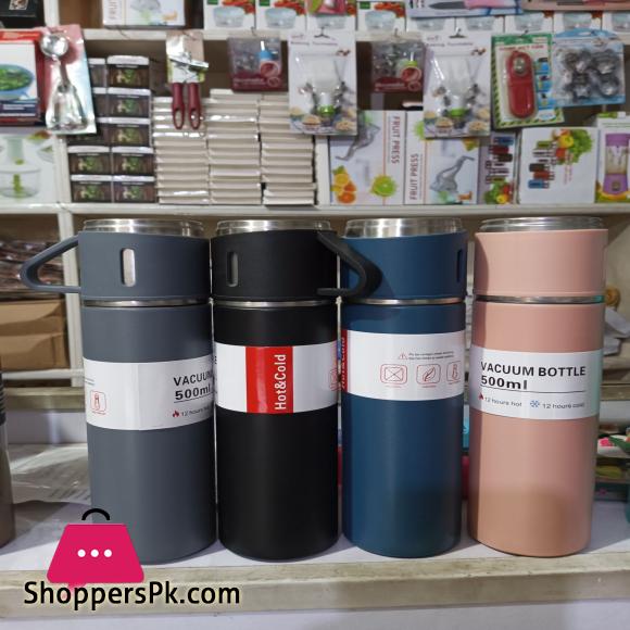 500Ml Hot And Cold Double Wall Stainless Steel Insulated Sport Vacuum Flask Tea Gift Box Set With Two Cups