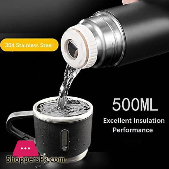 500Ml Hot And Cold Double Wall Stainless Steel Insulated Sport Vacuum Flask Tea Gift Box Set With Two Cups