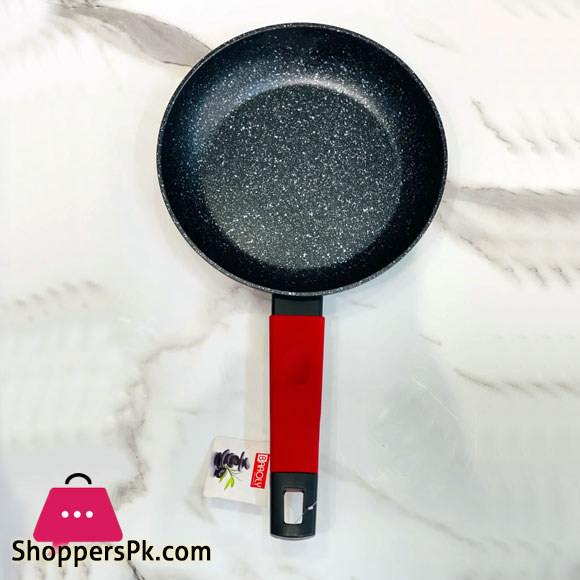 Baroly Granite Frying Pan with Induction Bottom and Wooden Texture Handles with Silicone 20cm
