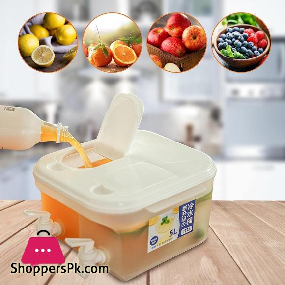 Beverage Drink Dispenser, Fruit Cool Water Pitcher Summer Ice Water Infuser Kettle, Dual Compartment Water Jug With Spigots, Refrigerator Special Cold Drink Bucket Water Container