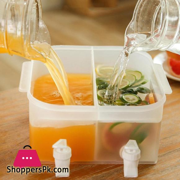 Beverage Drink Dispenser, Fruit Cool Water Pitcher Summer Ice Water Infuser Kettle, Dual Compartment Water Jug With Spigots, Refrigerator Special Cold Drink Bucket Water Container