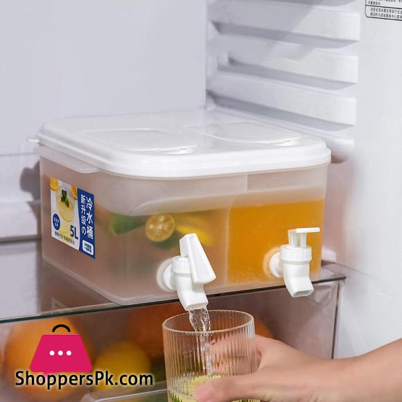 Beverage Drink Dispenser, Fruit Cool Water Pitcher Summer Ice Water Infuser Kettle, Dual Compartment Water Jug With Spigots, Refrigerator Special Cold Drink Bucket Water Container