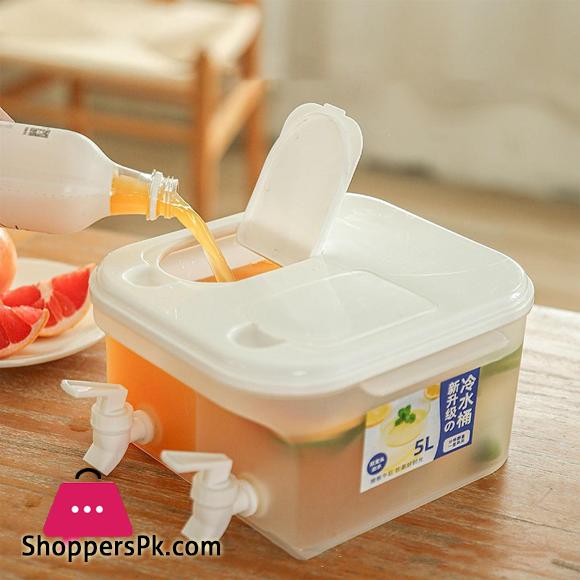 Beverage Drink Dispenser, Fruit Cool Water Pitcher Summer Ice Water Infuser Kettle, Dual Compartment Water Jug With Spigots, Refrigerator Special Cold Drink Bucket Water Container