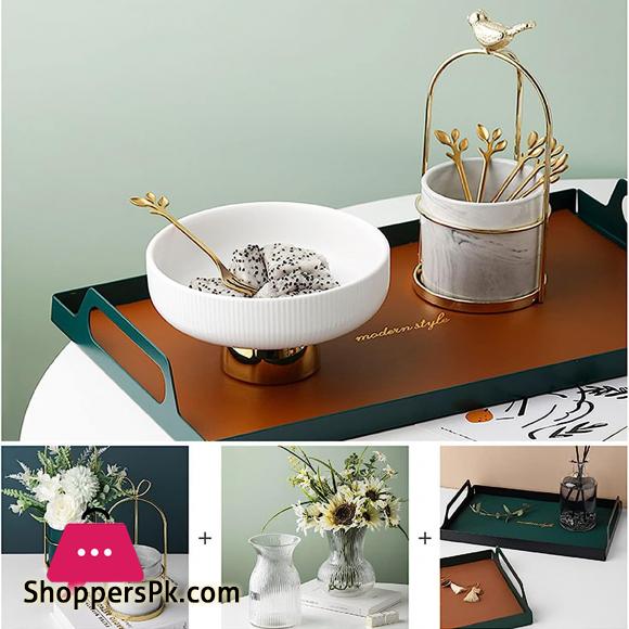 Ceramic Stylish Fruit Bowls with Gold Foot Large - 10 Inch