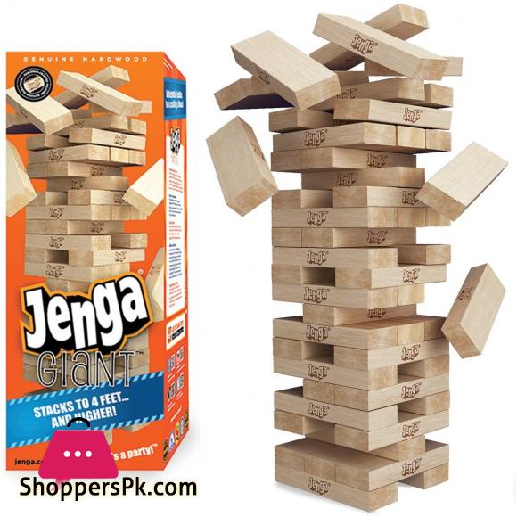 Jenga Giant Genuine Hardwood Game Stacks to 4+ feet Ages 8+