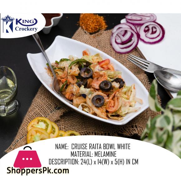 King Melamine Cruise Raita Bowl - Serving Bowl - Melamine Material - White & Black