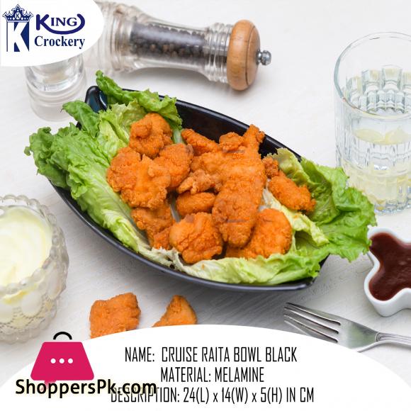 King Melamine Cruise Raita Bowl - Serving Bowl - Melamine Material - White & Black