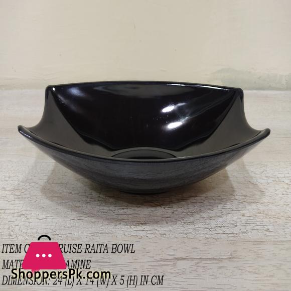 King Melamine Cruise Raita Bowl - Serving Bowl - Melamine Material - White & Black