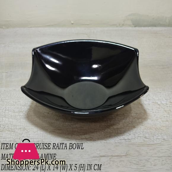 King Melamine Cruise Raita Bowl - Serving Bowl - Melamine Material - White & Black