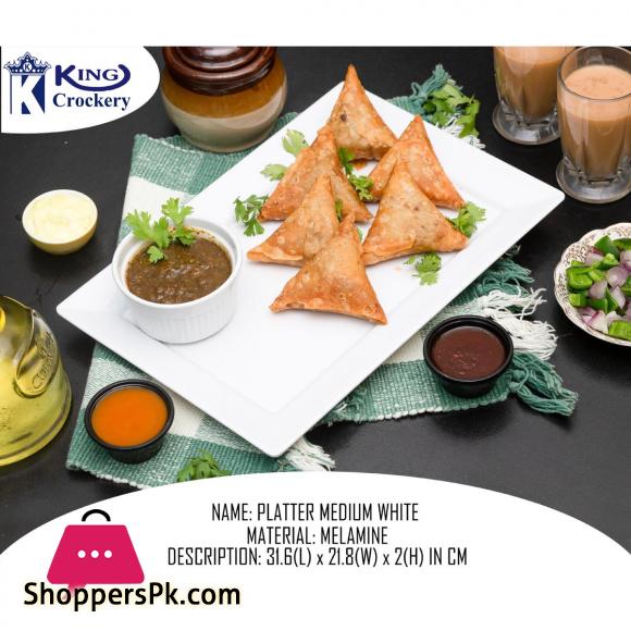 King Melamine Platter Big Size - Melamine Material - White & Black