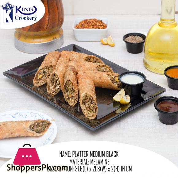 King Melamine Platter Big Size - Melamine Material - White & Black