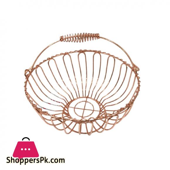 Metal Wire Basket Round Rose Gold - BA-8807