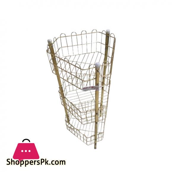 Metal Wire Diamond Vegetable basket Gold 3 Layer - BA-8813
