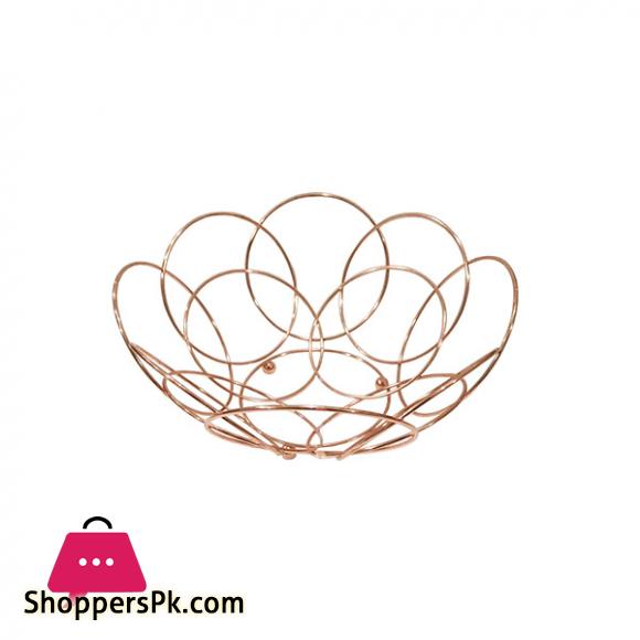 Metal Wire Fruit Basket Round Rings Rose Gold - BA-8810