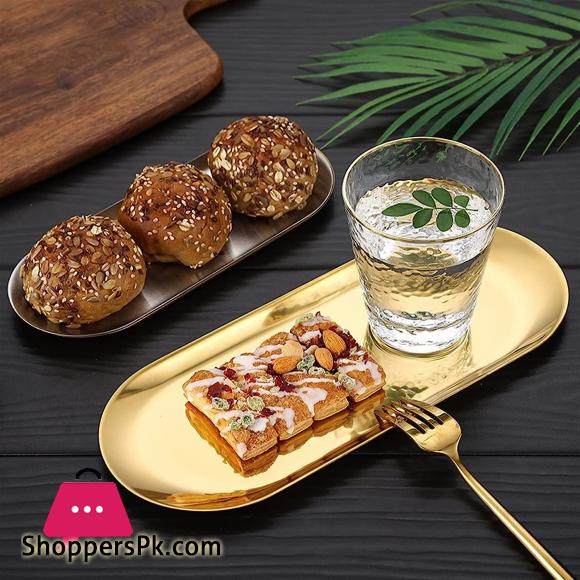 GoldenStainless Steel Shallow Trays BBQ Sushi Flat Dish 30 x 12 CM